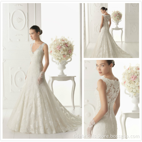 Elegant V-Neck Mermaid Lace Wedding Gown Bridal Dress (191 Oslo)